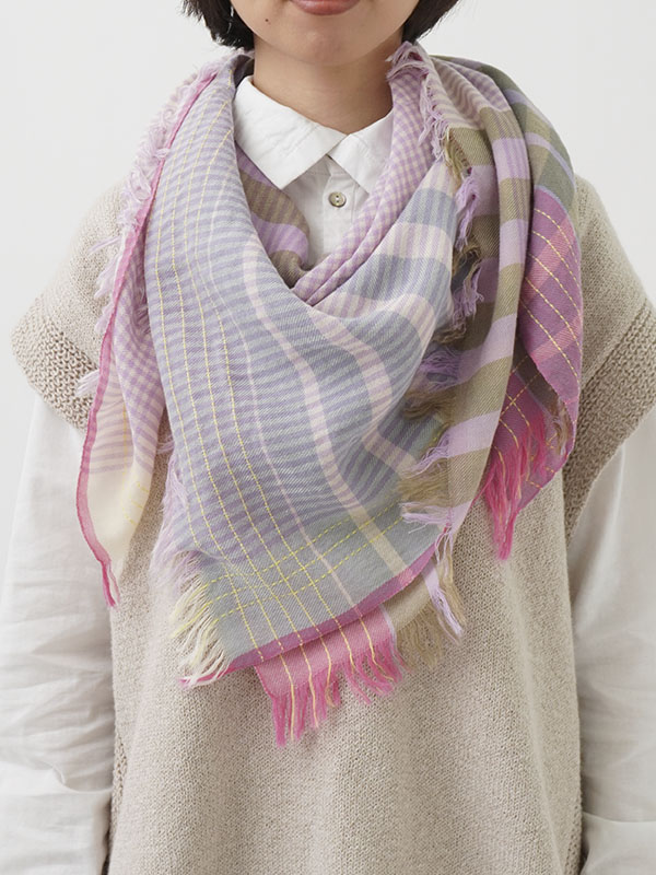 30／－綿コーマ ふふむチェックストール