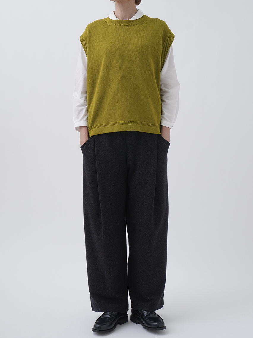 Wool／CottonJerseyピンヘッド タックパンツ