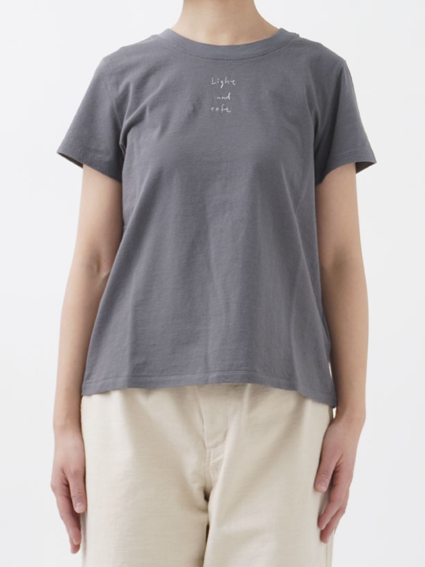30／－ナチュラルソフト天竺 メッセージ刺繍Tシャツ