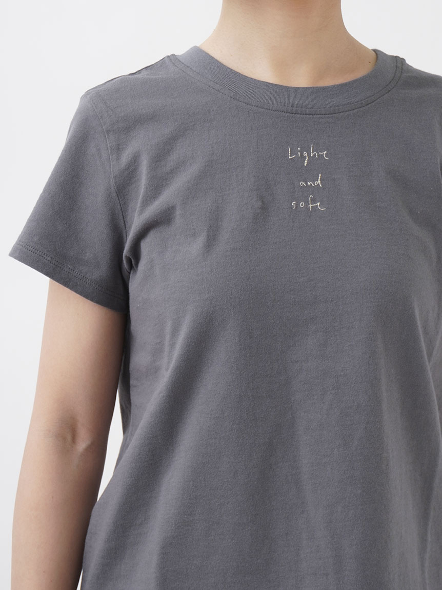 マッチ刺繍コットンJERSEY Tシャツ 30/-ナチュラルソフト天竺 メッセージ刺繍Tシャツ