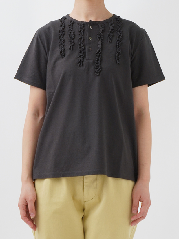 40／－SZ強撚度詰め天竺 フリルTシャツ