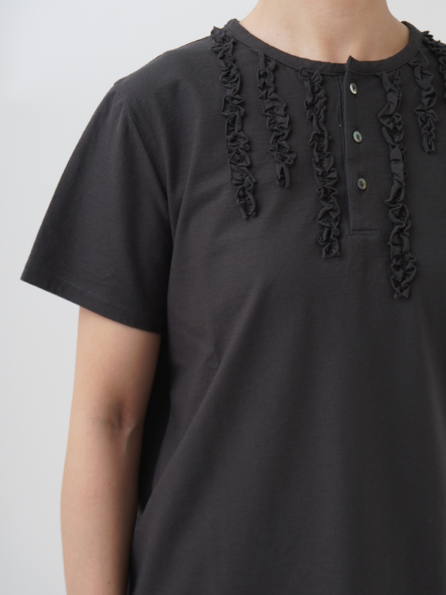 40／－SZ強撚度詰め天竺 フリルTシャツ