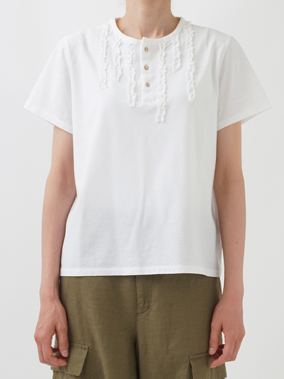 40／－SZ強撚度詰め天竺 フリルTシャツ