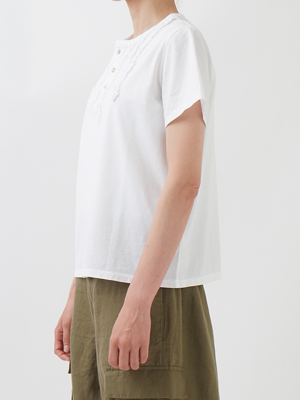 40／－SZ強撚度詰め天竺 フリルTシャツ