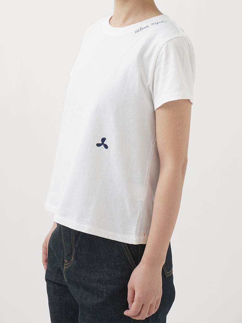 30／－ナチュラルソフト天竺 プロペラ刺繍Tシャツ
