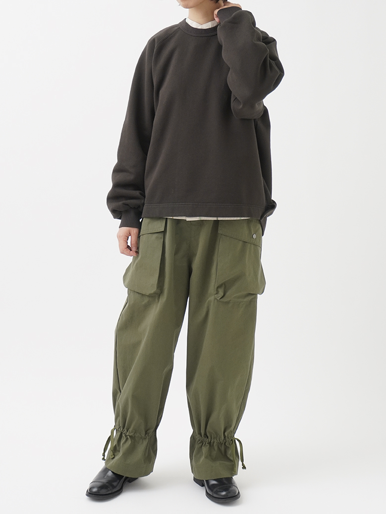 30／10タンブラー起毛 変形ラグランスエットシャツ