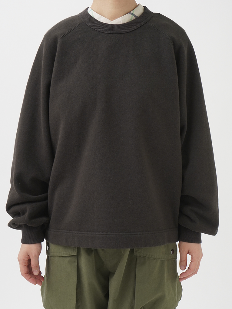 30／10タンブラー起毛 変形ラグランスエットシャツ