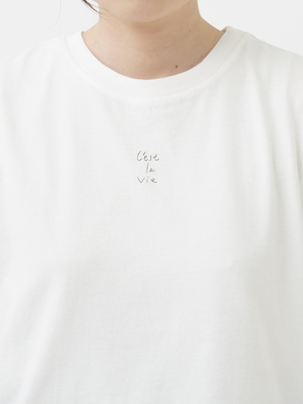 30／－ナチュラルソフト天竺 メッセージ刺繍Tシャツ