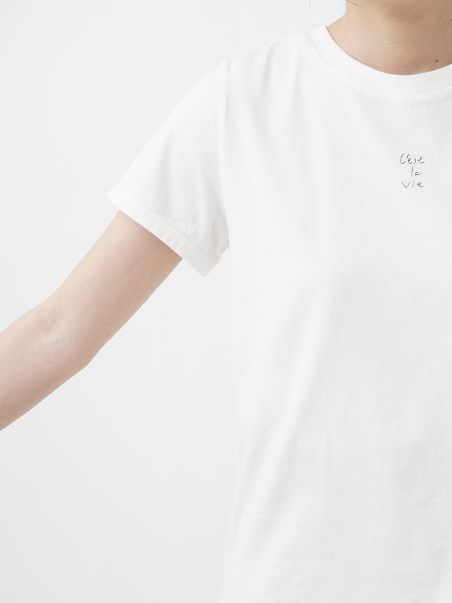 30／－ナチュラルソフト天竺 メッセージ刺繍Tシャツ