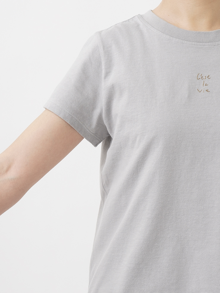 30／－ナチュラルソフト天竺 メッセージ刺繍Tシャツ