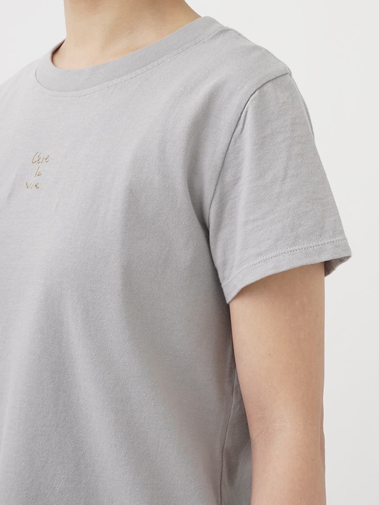 30／－ナチュラルソフト天竺 メッセージ刺繍Tシャツ