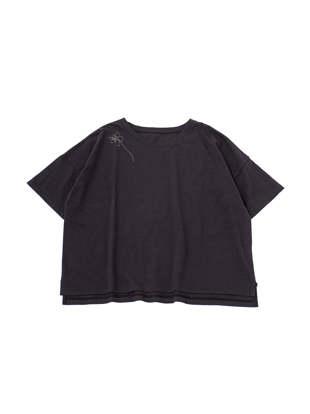 30／－ナチュラルソフト天竺 花刺繍ワイドTシャツ