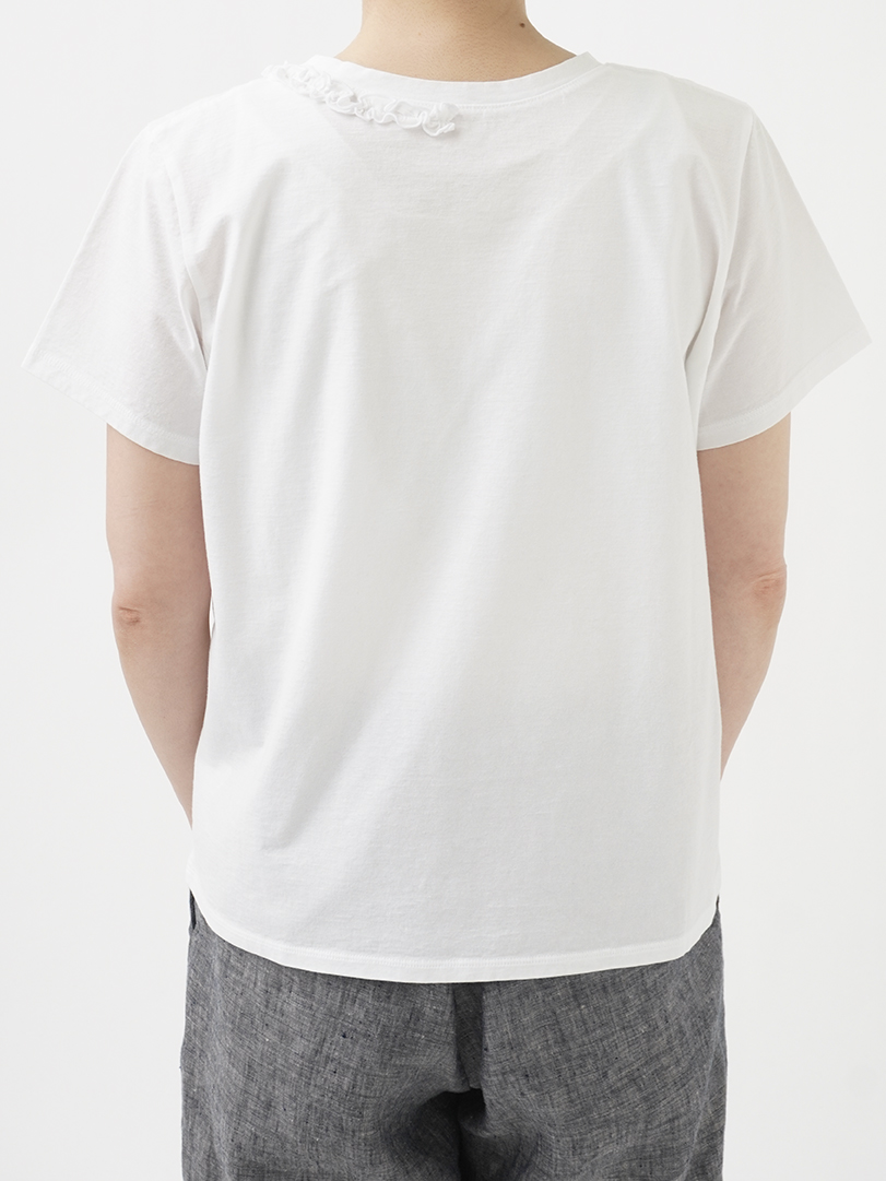 40／－SZ強撚度詰め天竺 フリルTシャツ
