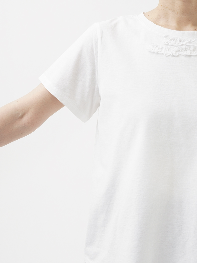40／－SZ強撚度詰め天竺 フリルTシャツ