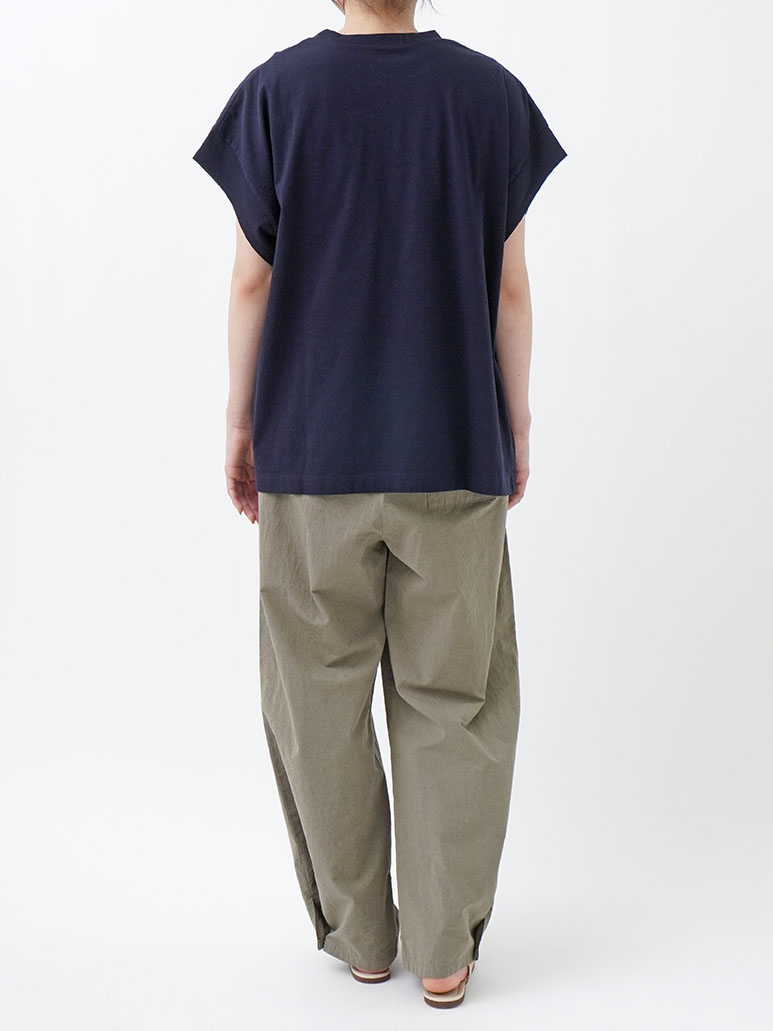 30／－ナチュラルソフト天竺 ワイドスリーブ刺繍Tシャツ