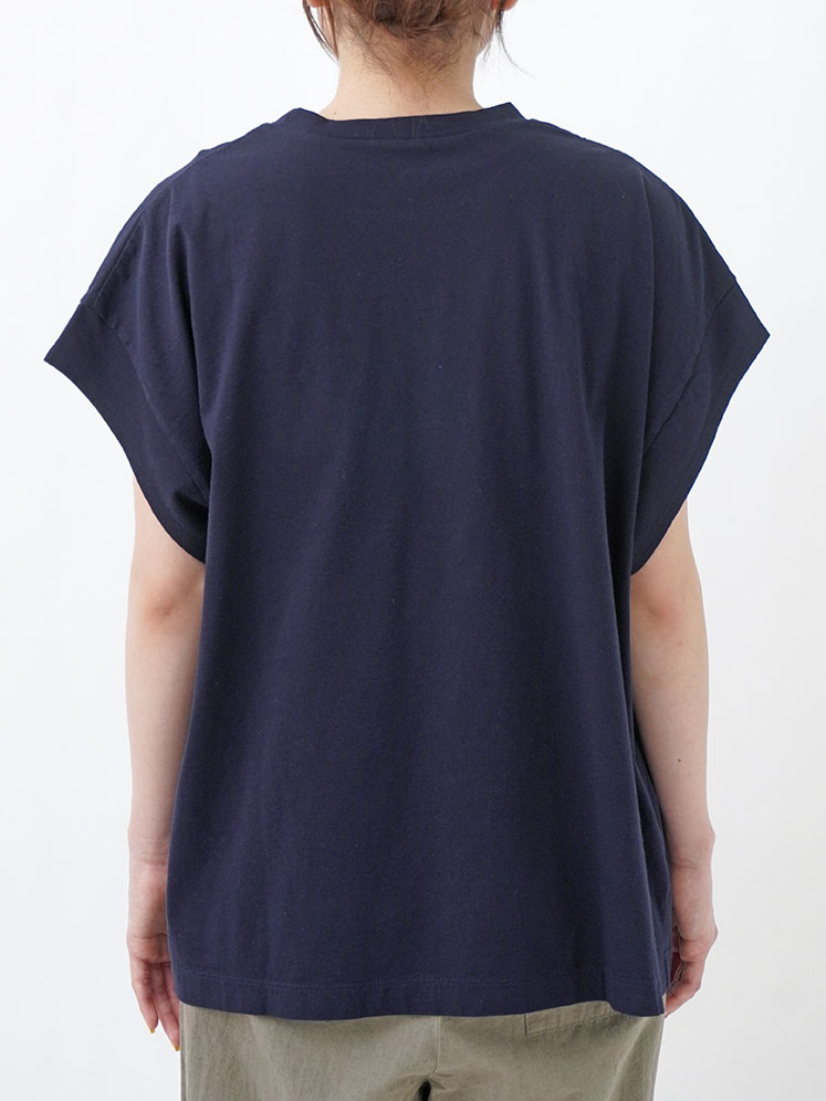 30／－ナチュラルソフト天竺 ワイドスリーブ刺繍Tシャツ