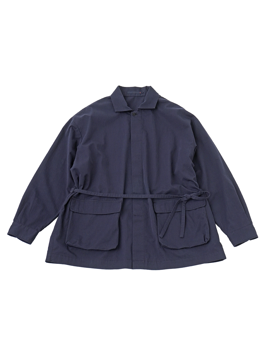 コットン朱子織　ウエスト紐付きシャツブルゾン