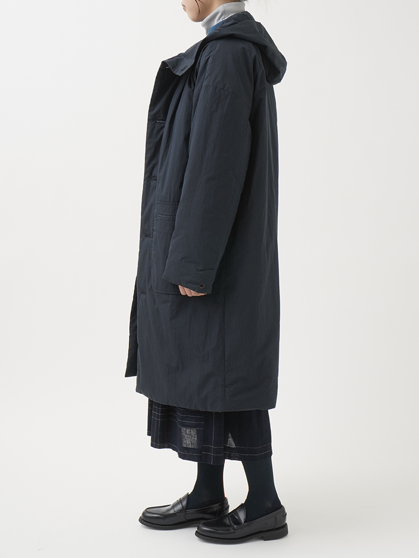 綿ナイロンダンプ フード付裏キルトコート