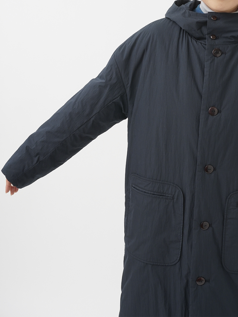 綿ナイロンダンプ フード付裏キルトコート