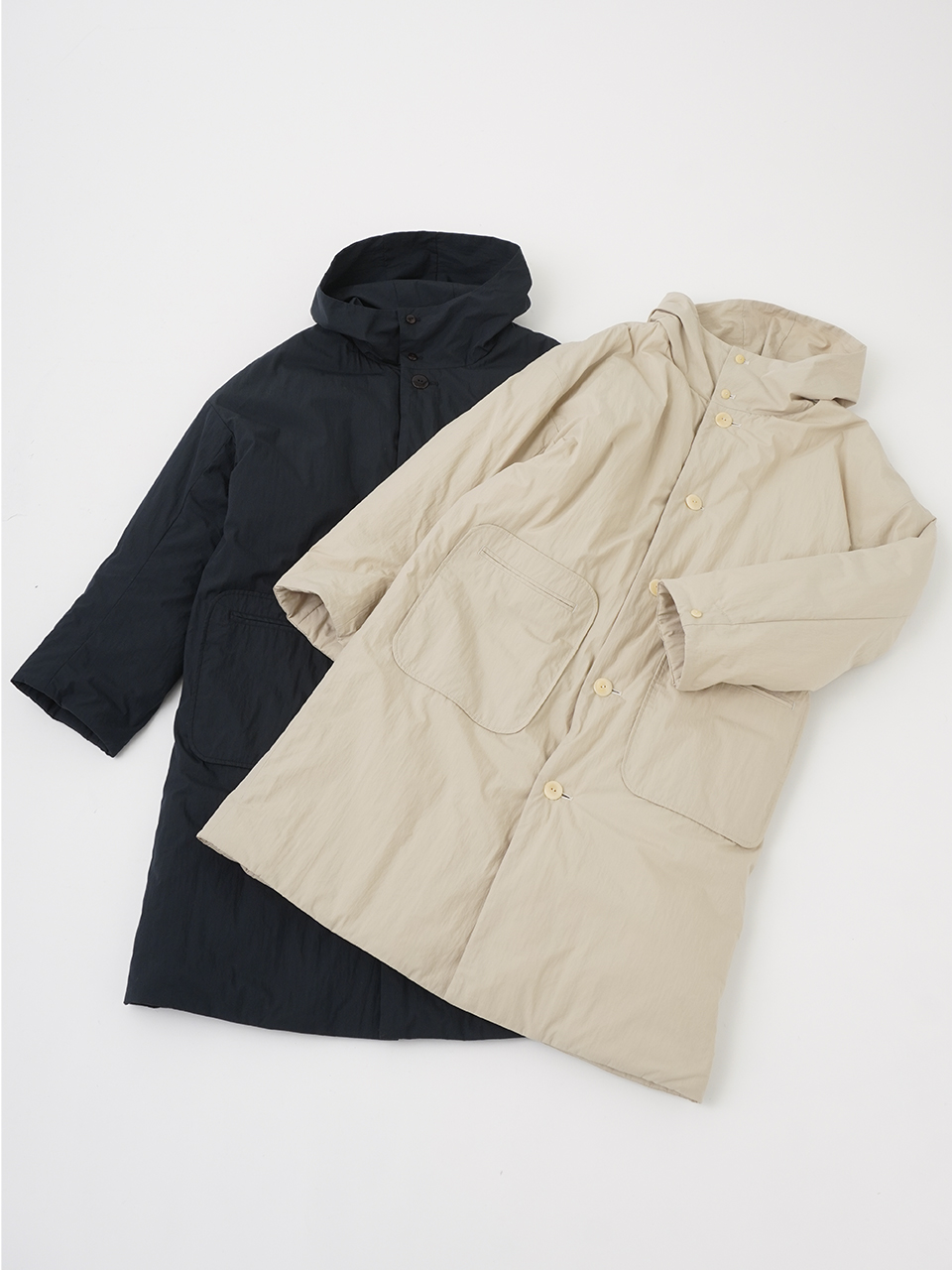 綿ナイロンダンプ フード付裏キルトコート