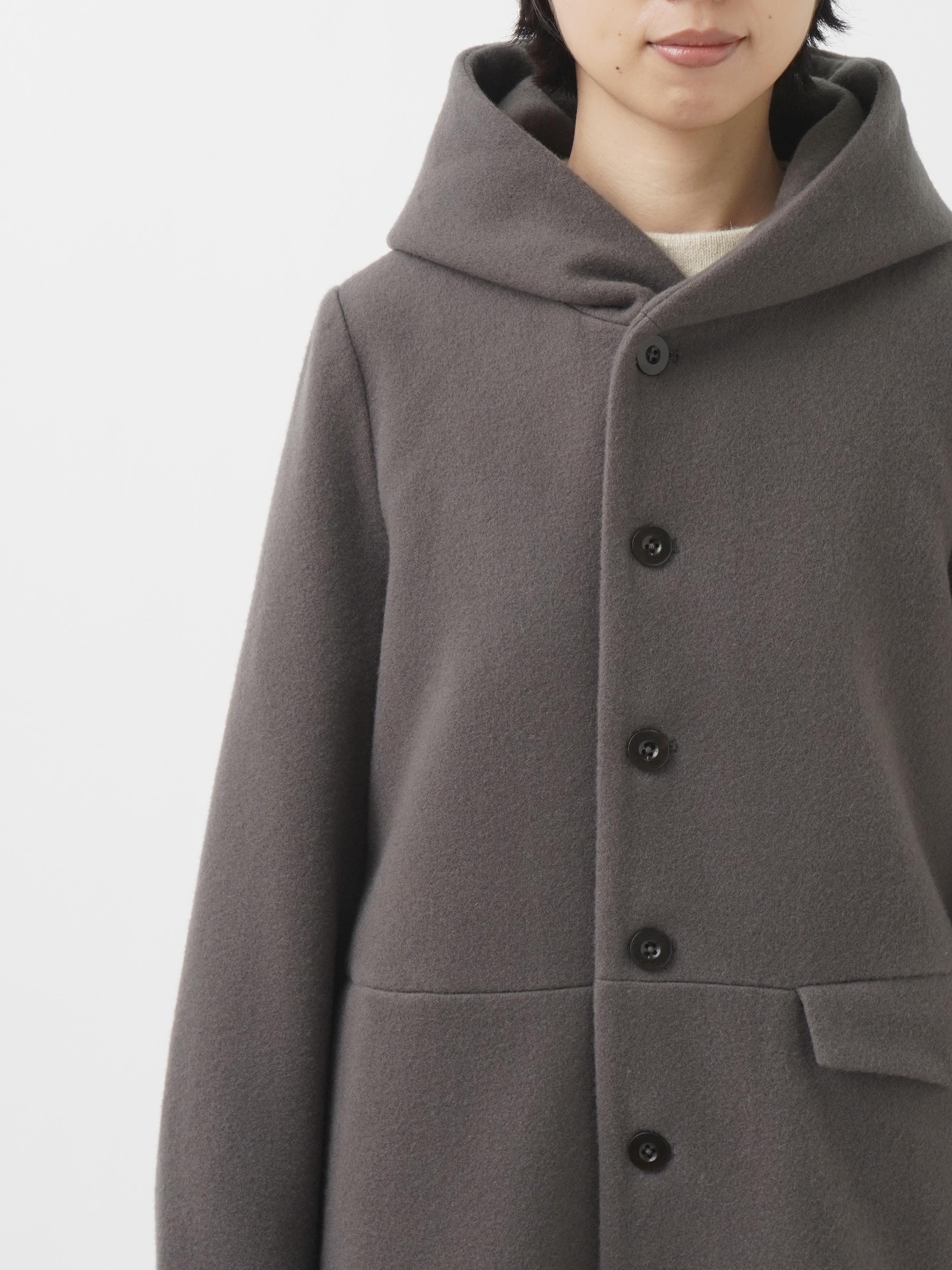 ラムウールビーバー ウエスト切替えフード付コート