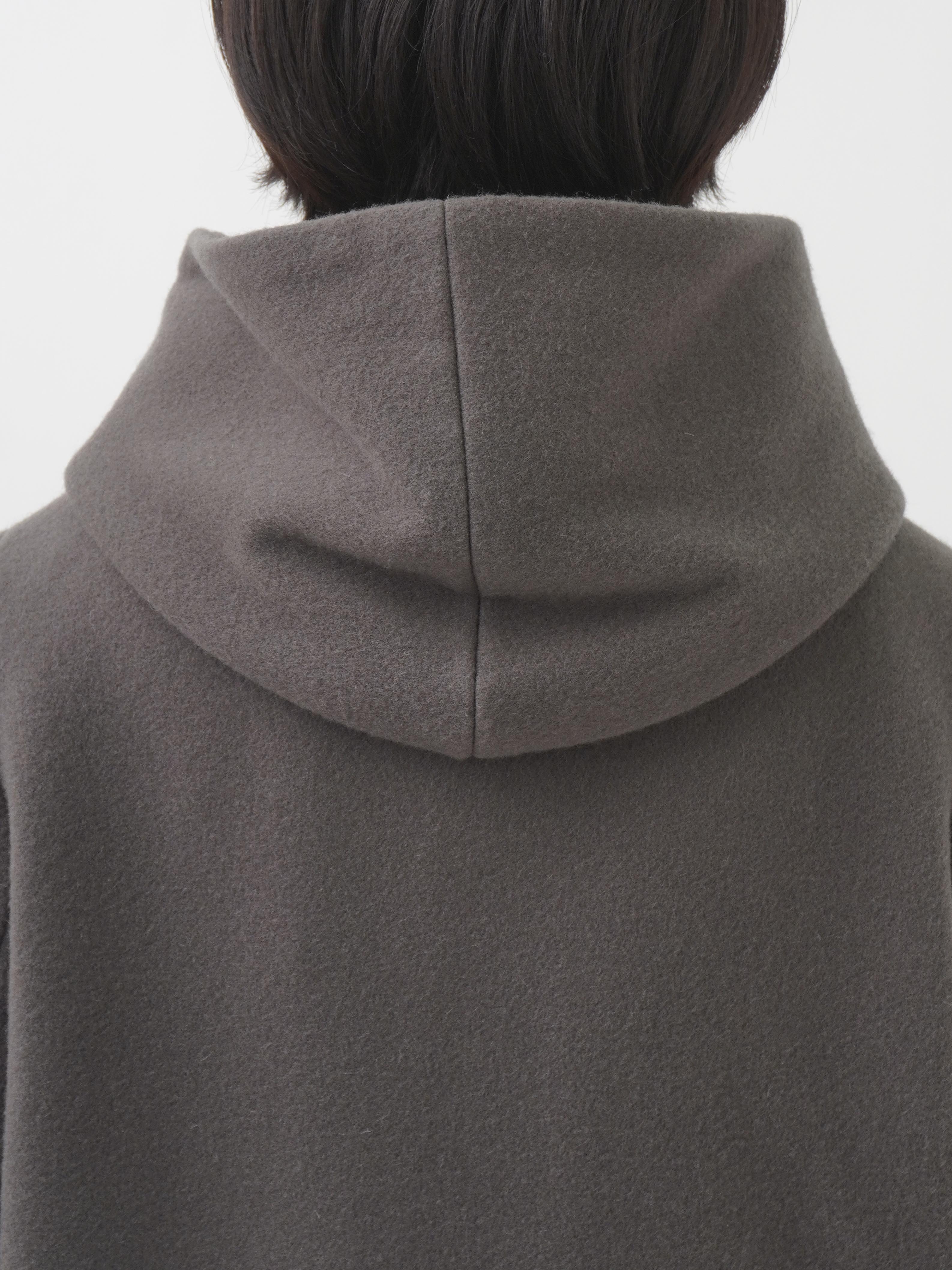 ラムウールビーバー ウエスト切替えフード付コート