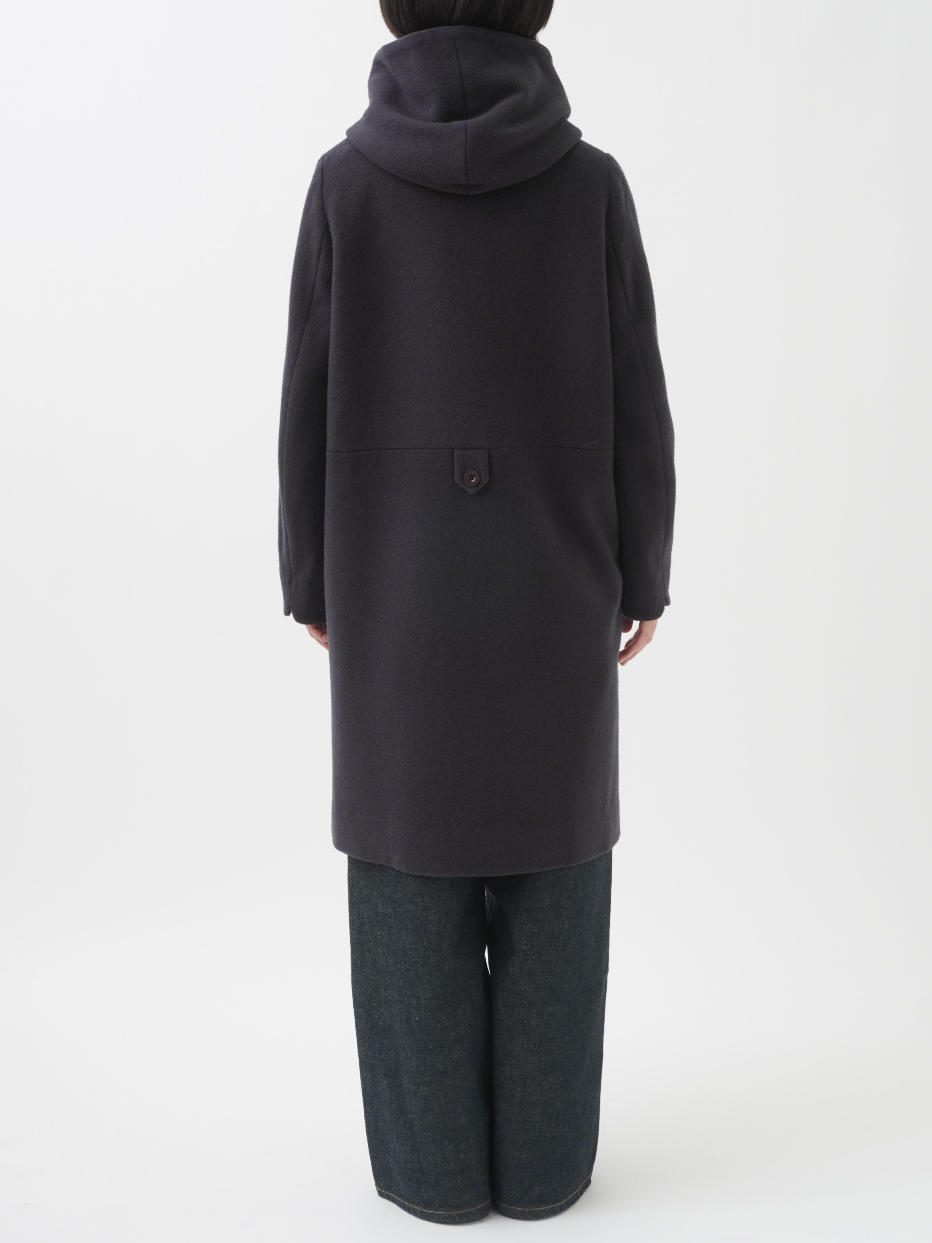 ラムウールビーバー ウエスト切替えフード付コート