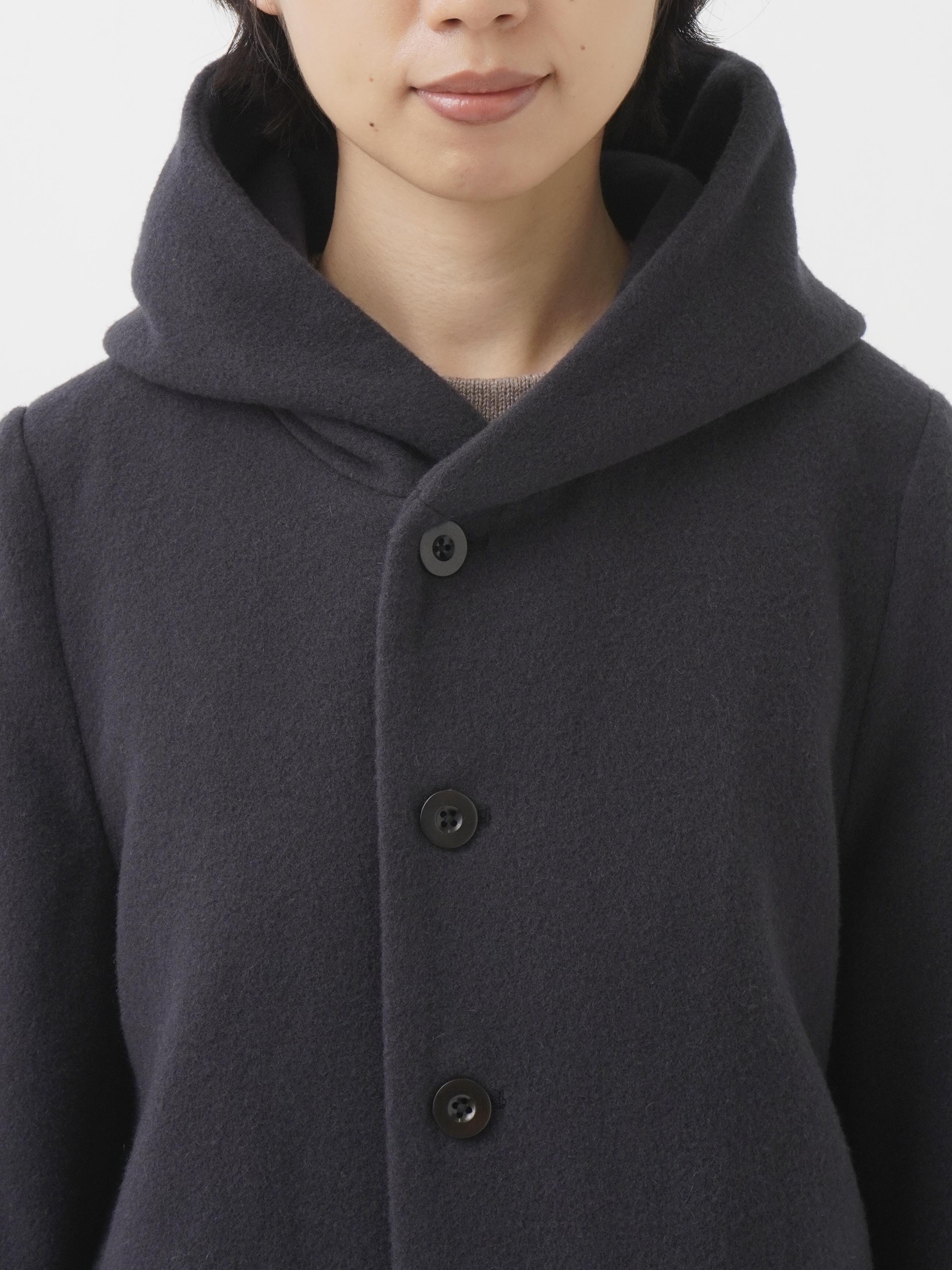 ラムウールビーバー ウエスト切替えフード付コート