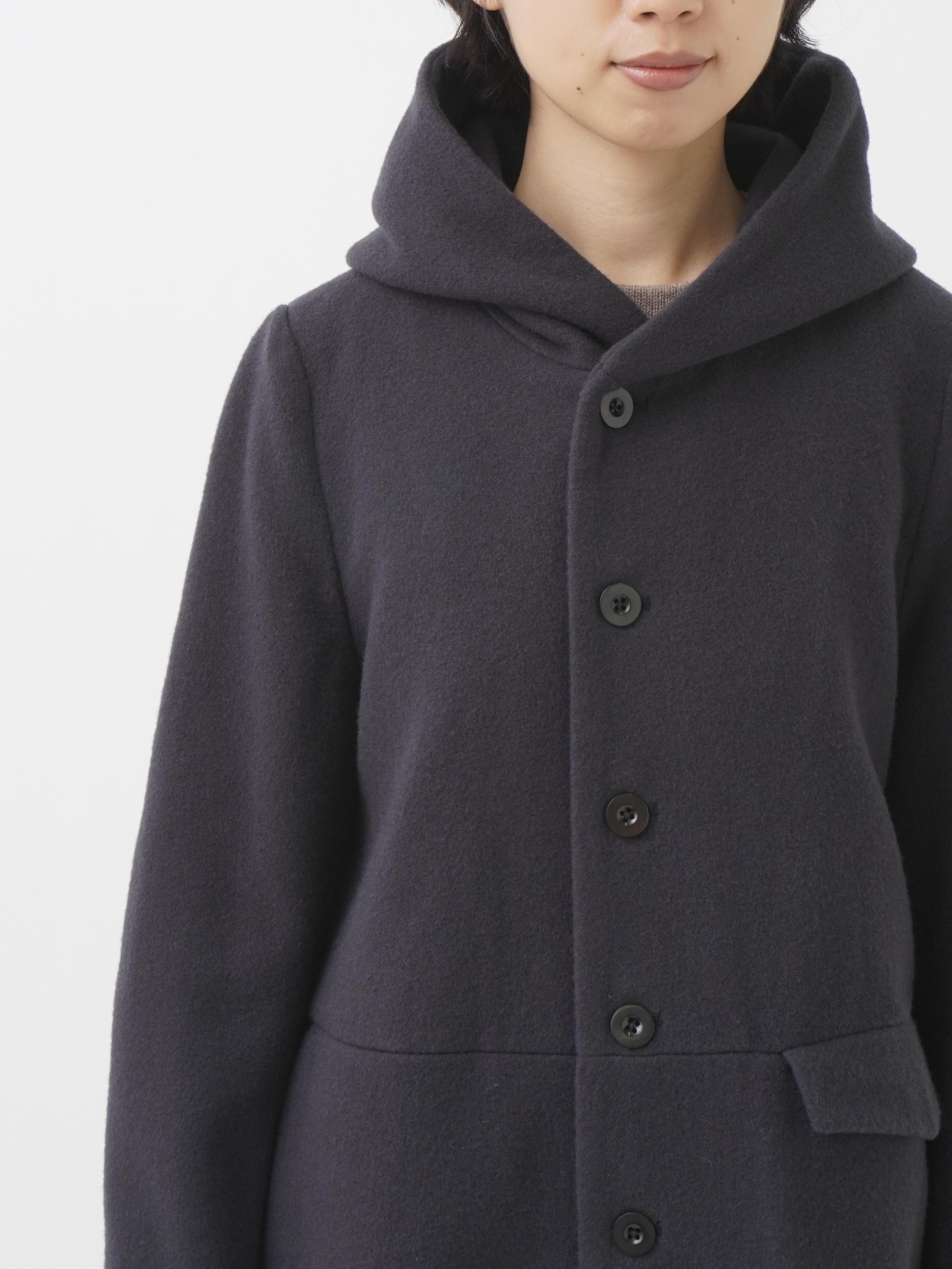 ラムウールビーバー ウエスト切替えフード付コート