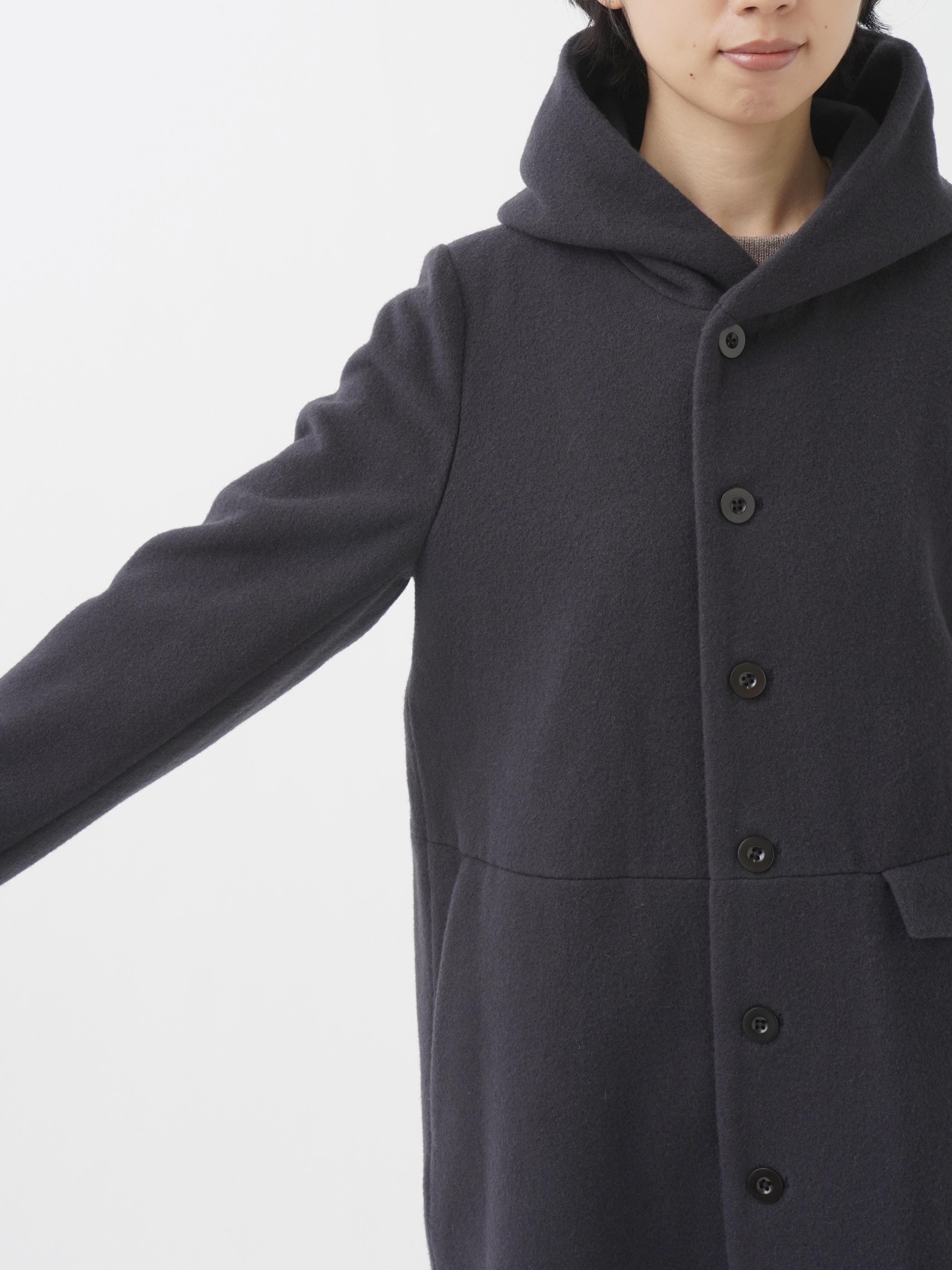 ラムウールビーバー ウエスト切替えフード付コート