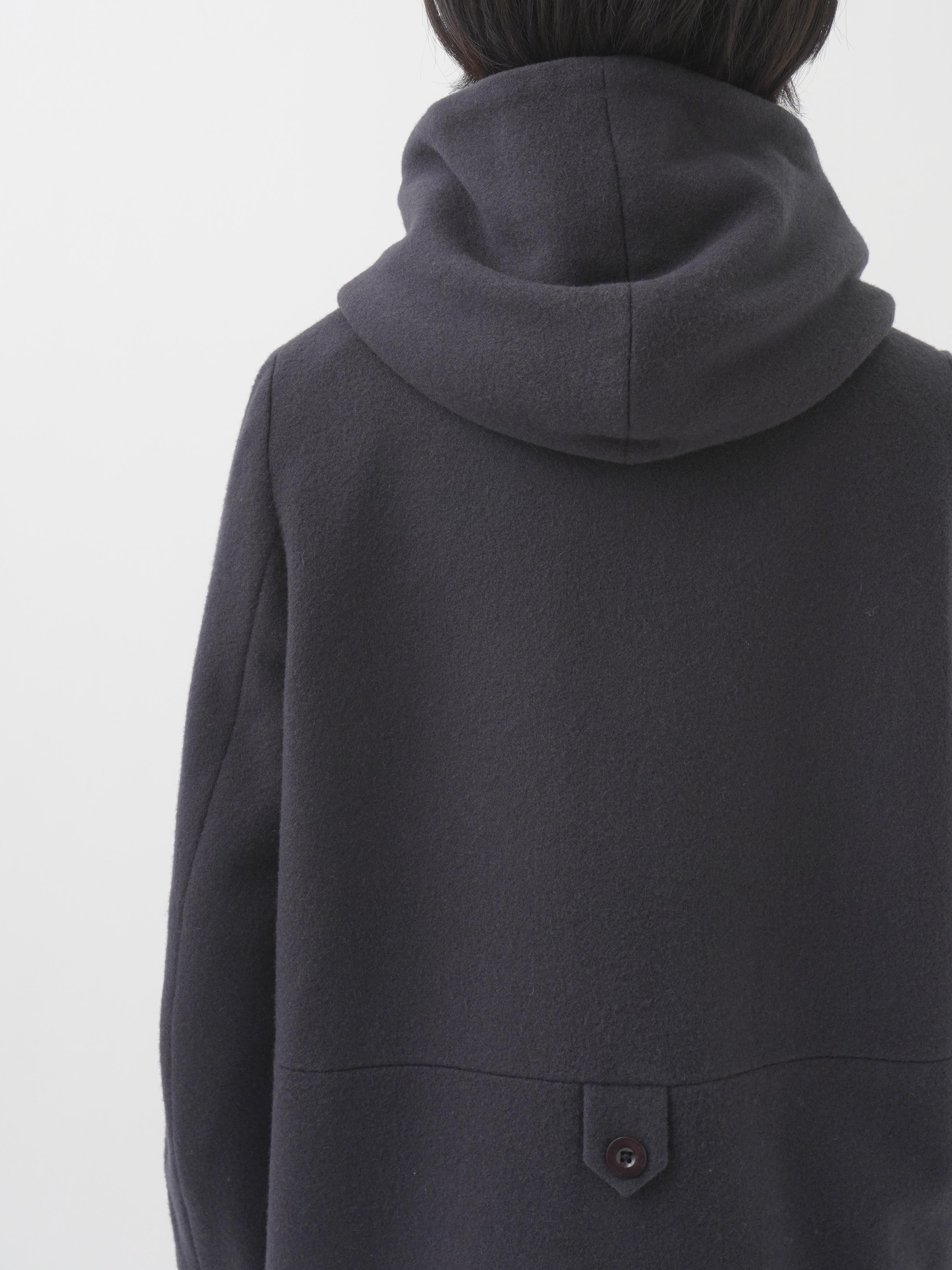 ラムウールビーバー ウエスト切替えフード付コート