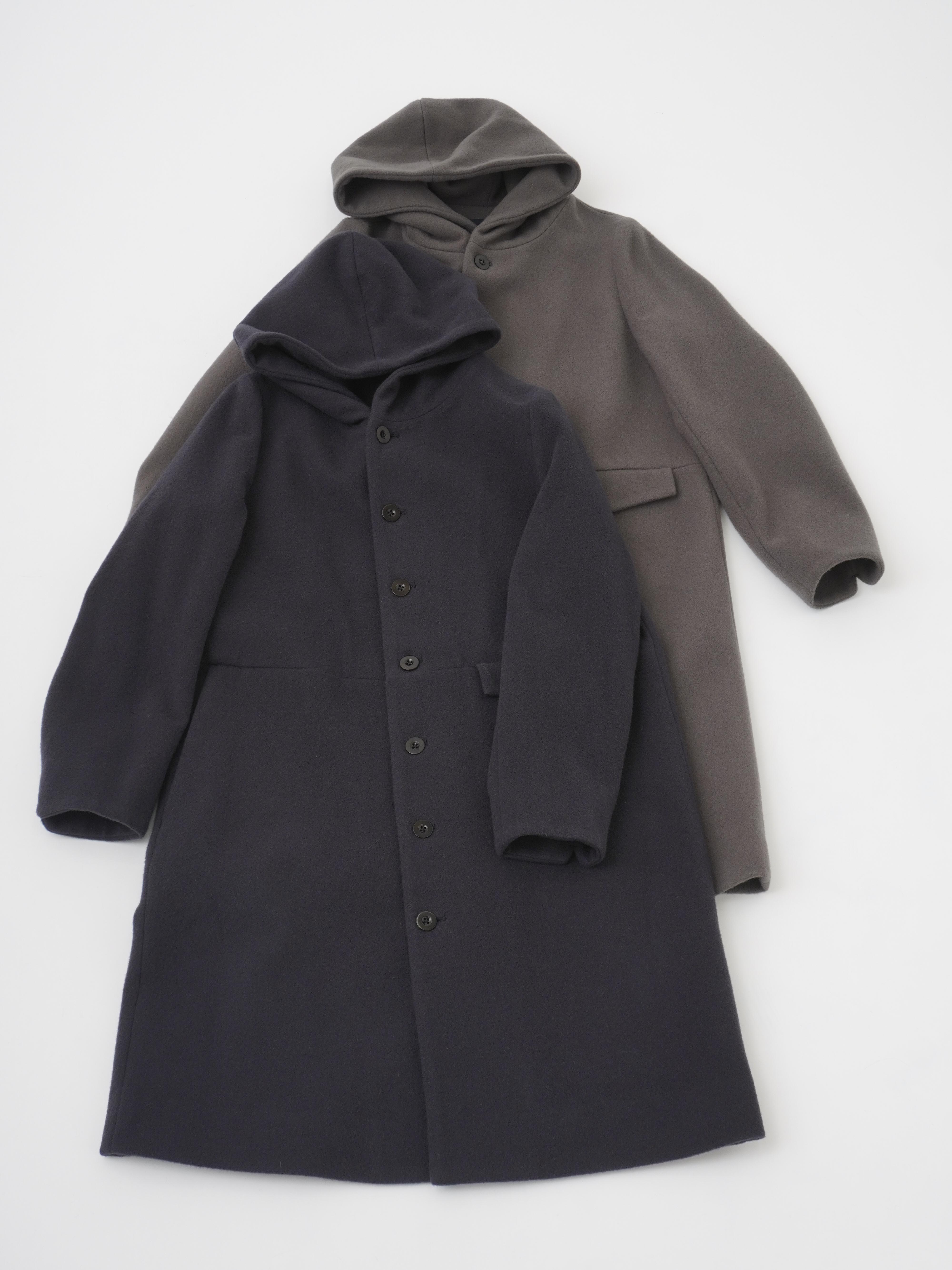 ラムウールビーバー ウエスト切替えフード付コート