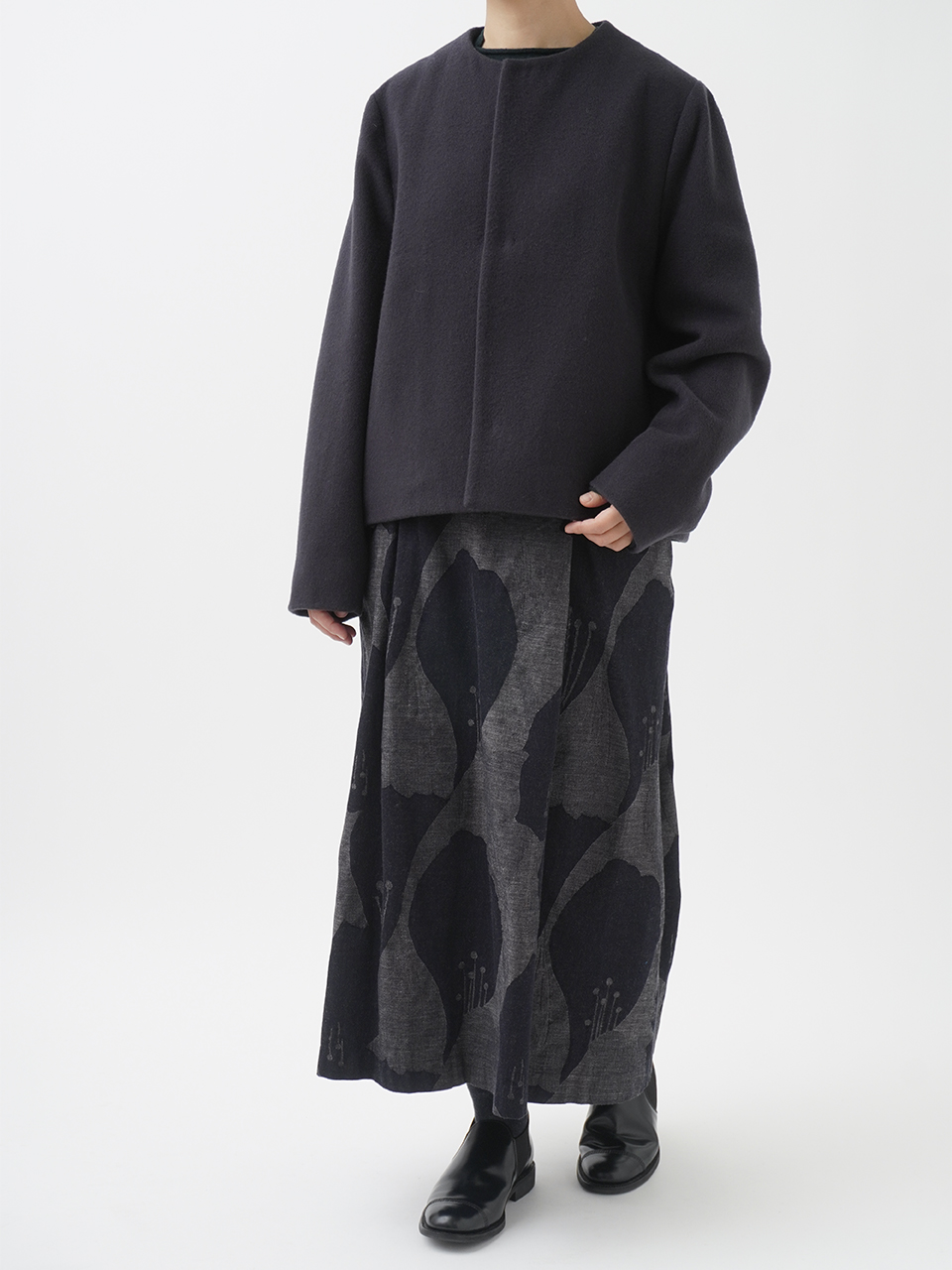 ラムウールビーバー 袖ラウンドシェイプショートコート