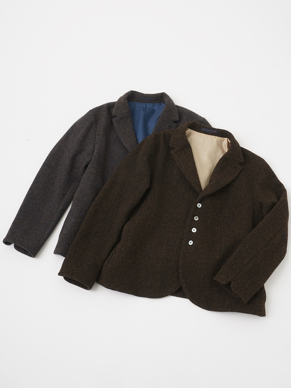 新品 ウールリネン ヘリンボンツイルジャケット リネンウールヘリンボーンジャケット｜nest Robe / CONFECT