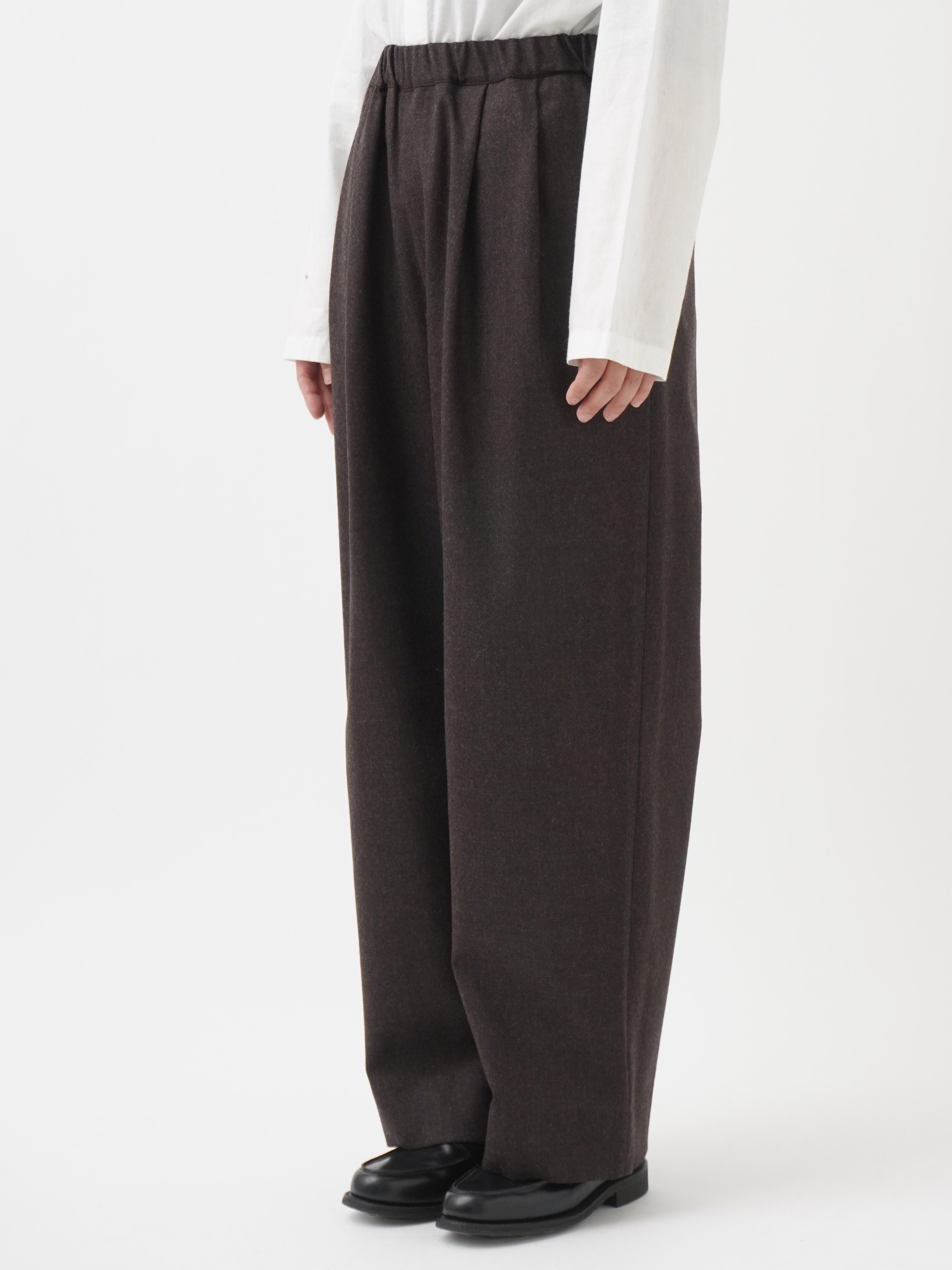 2／60ハイカウントフラノ ウエストゴムワイドパンツ