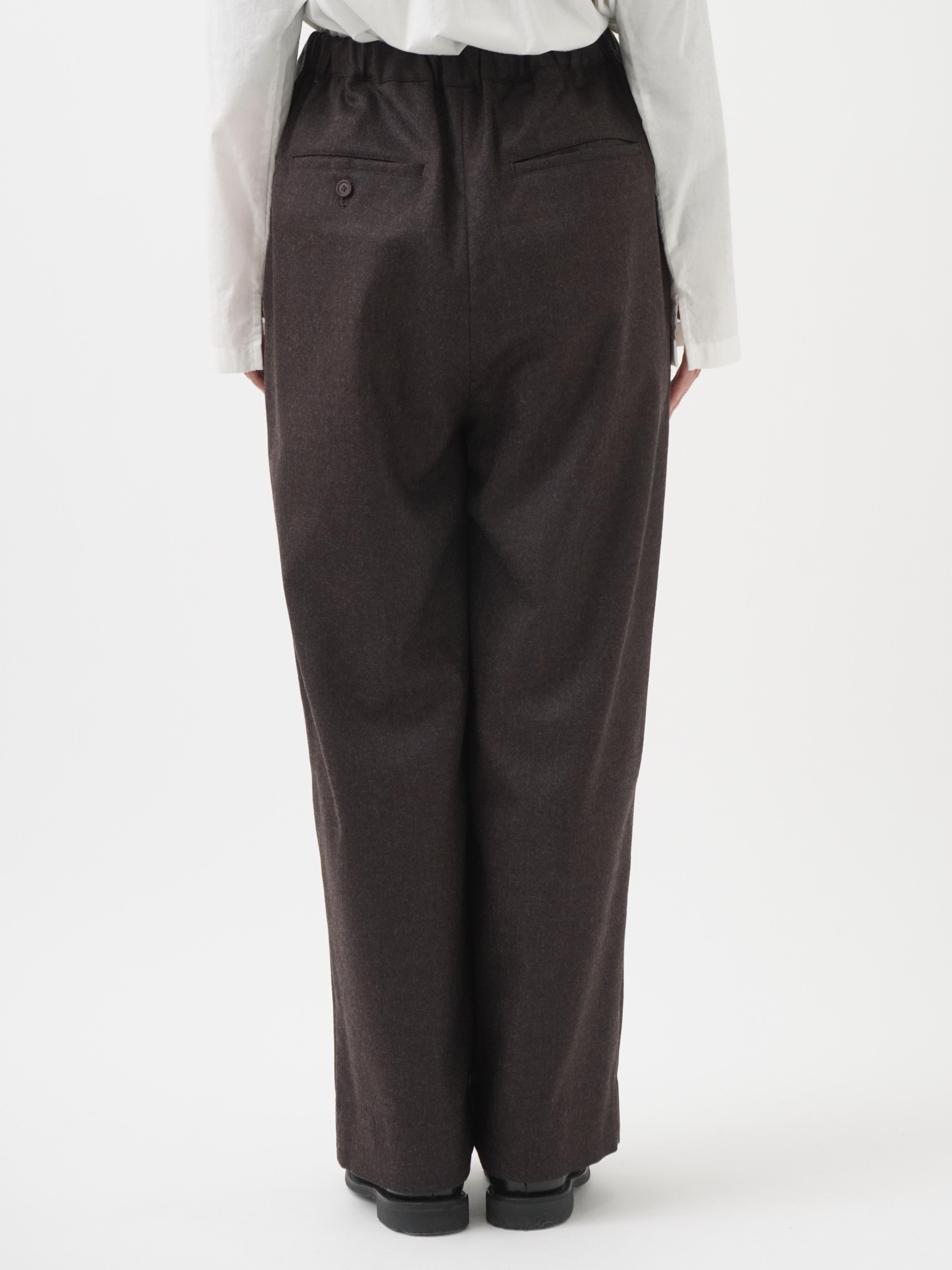 【STAMP AND DIARY】60ハイカウントプレミアムリネンワイドパンツ 2／60ハイカウントフラノ ウエストゴムワイドパンツ