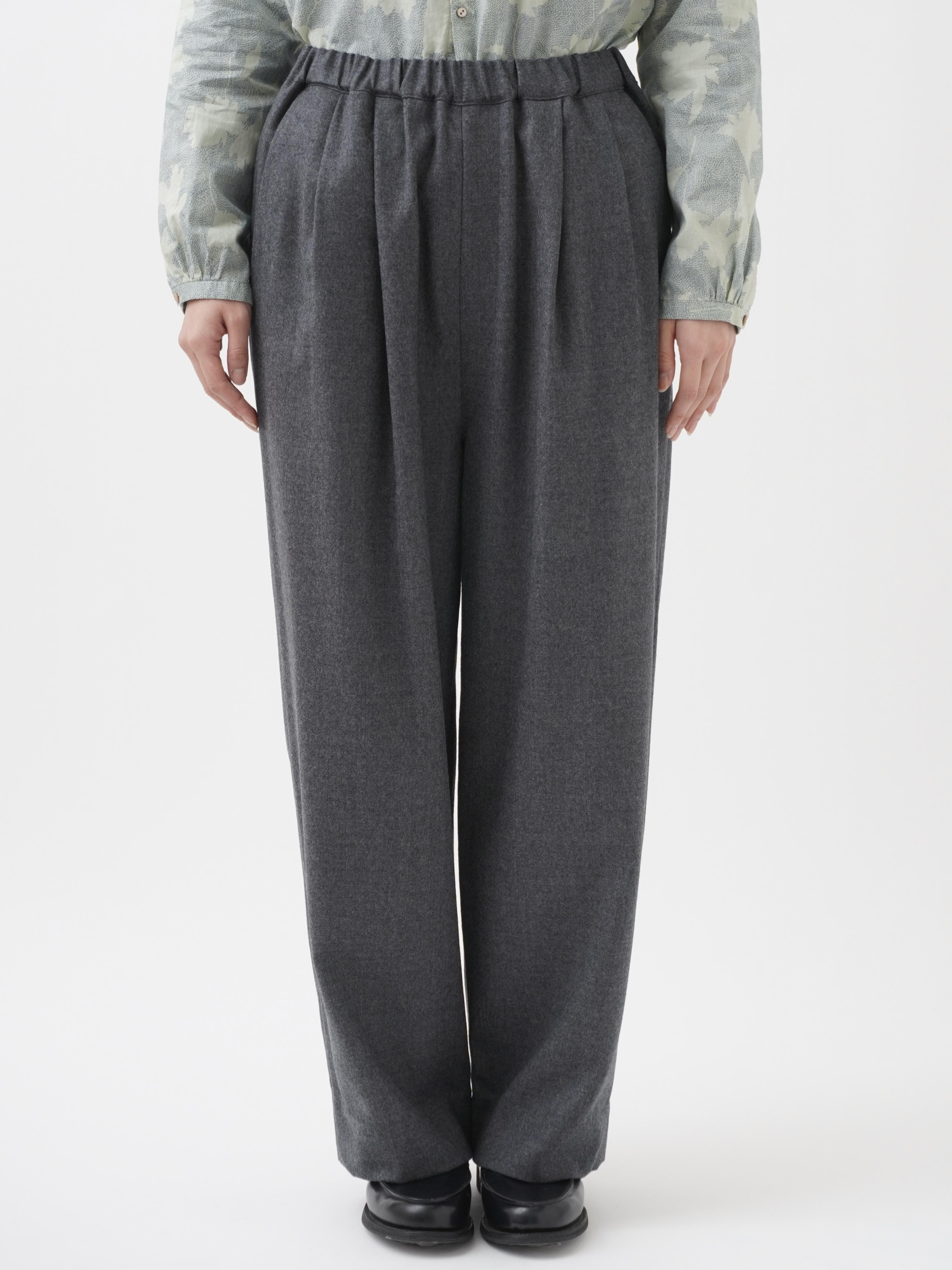 2／60ハイカウントフラノ ウエストゴムワイドパンツ