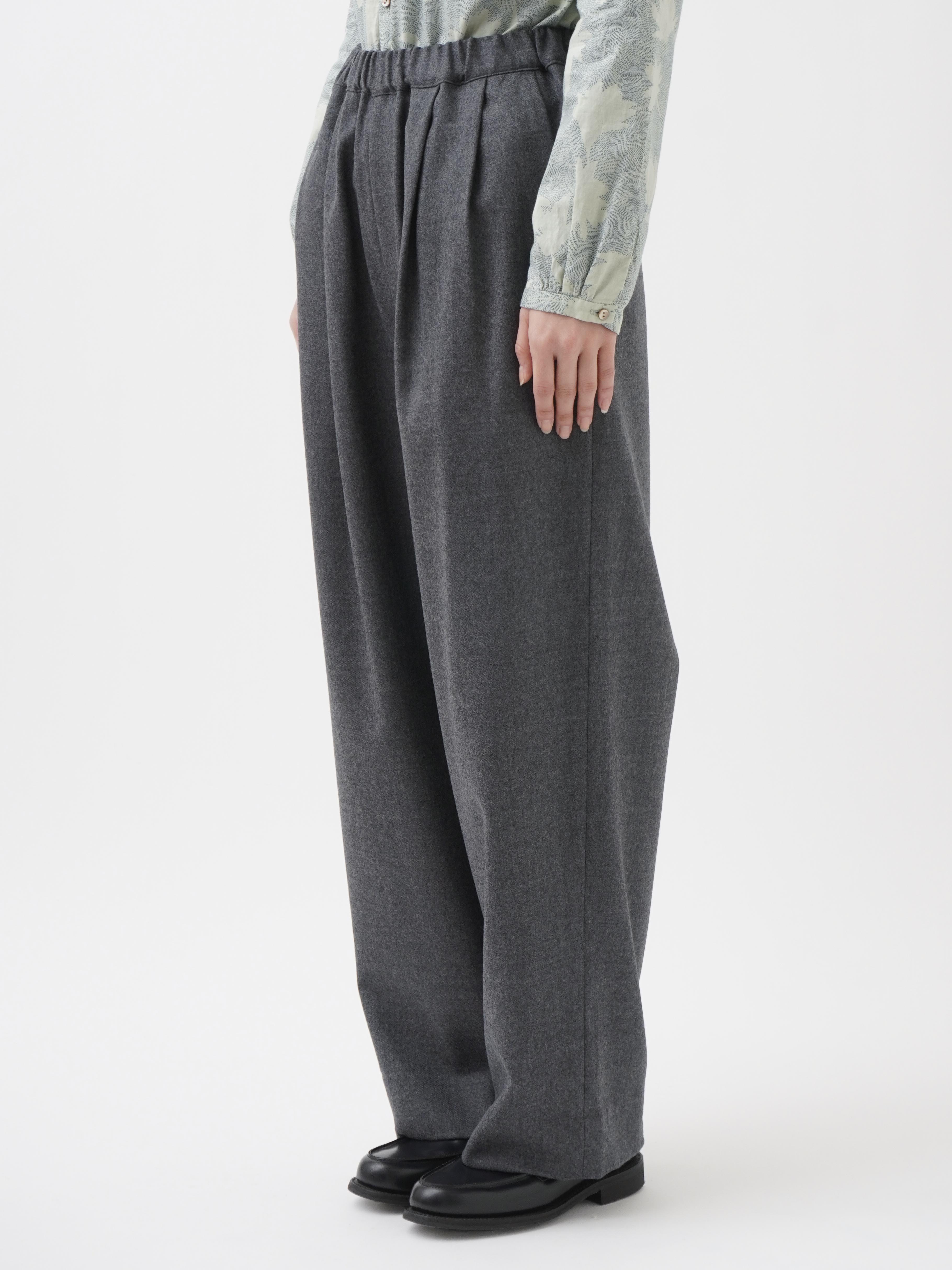 2／60ハイカウントフラノ ウエストゴムワイドパンツ