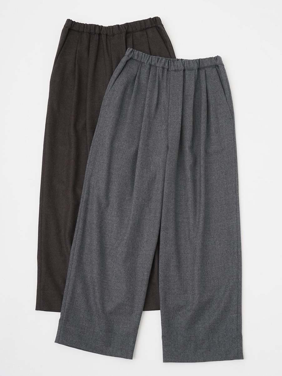 2／60ハイカウントフラノ ウエストゴムワイドパンツ