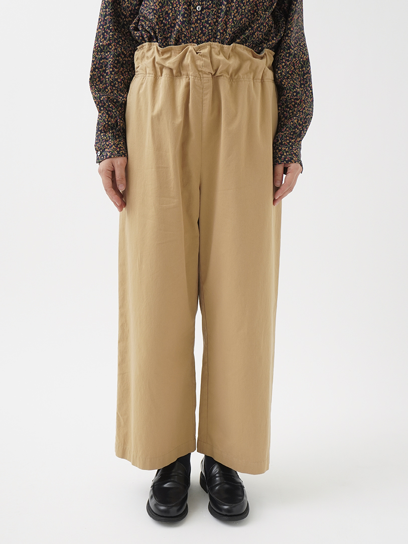 コットン朱子織 ストレートワイドパンツ