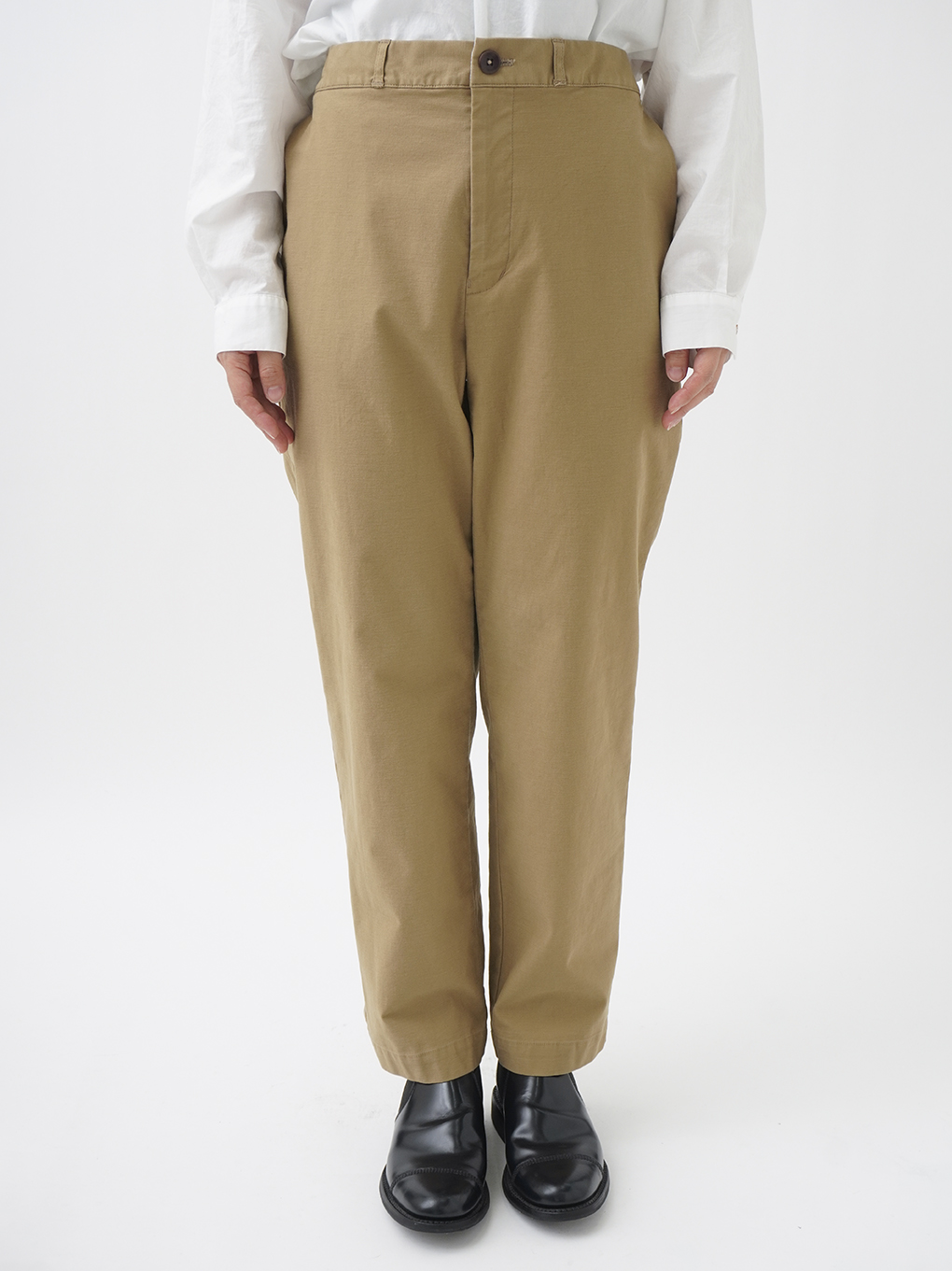 モールスキンストレッチピーチ 変形ポケットテーパードパンツ