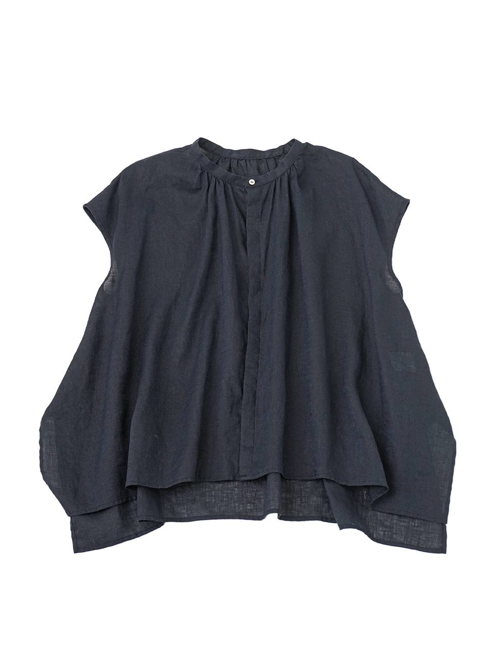 ６０／１ウォッシュリネン　フレアギャザーブラウス