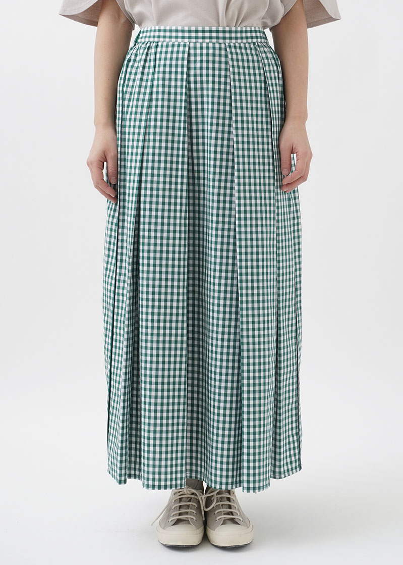 60／1ギンガムチェック タックスカート 