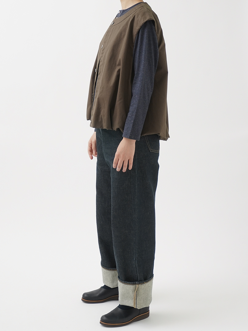 オーガニックコットンソフトチノクロス クルー襟ベスト