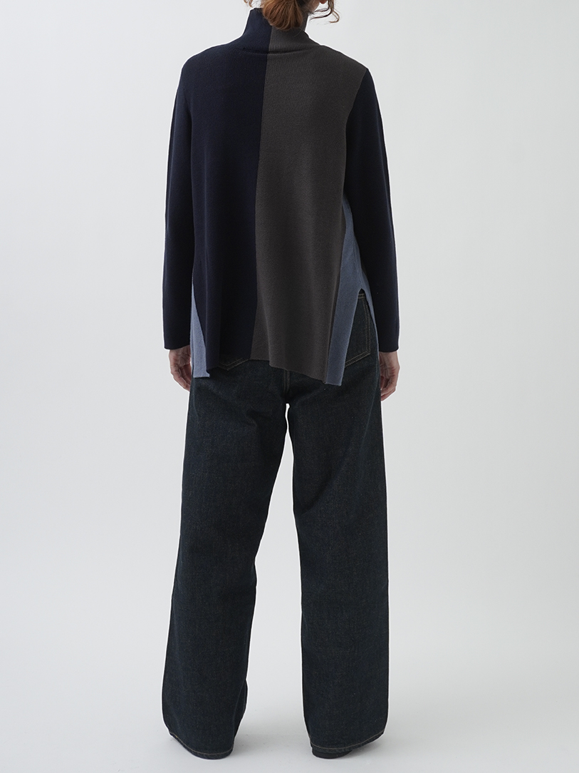 美品 45R 洗える コットン100 夏ギマニットプルオーバー R刺繍 ブラウン human woman ◇ギマコットンセーラーカラープルオーバー