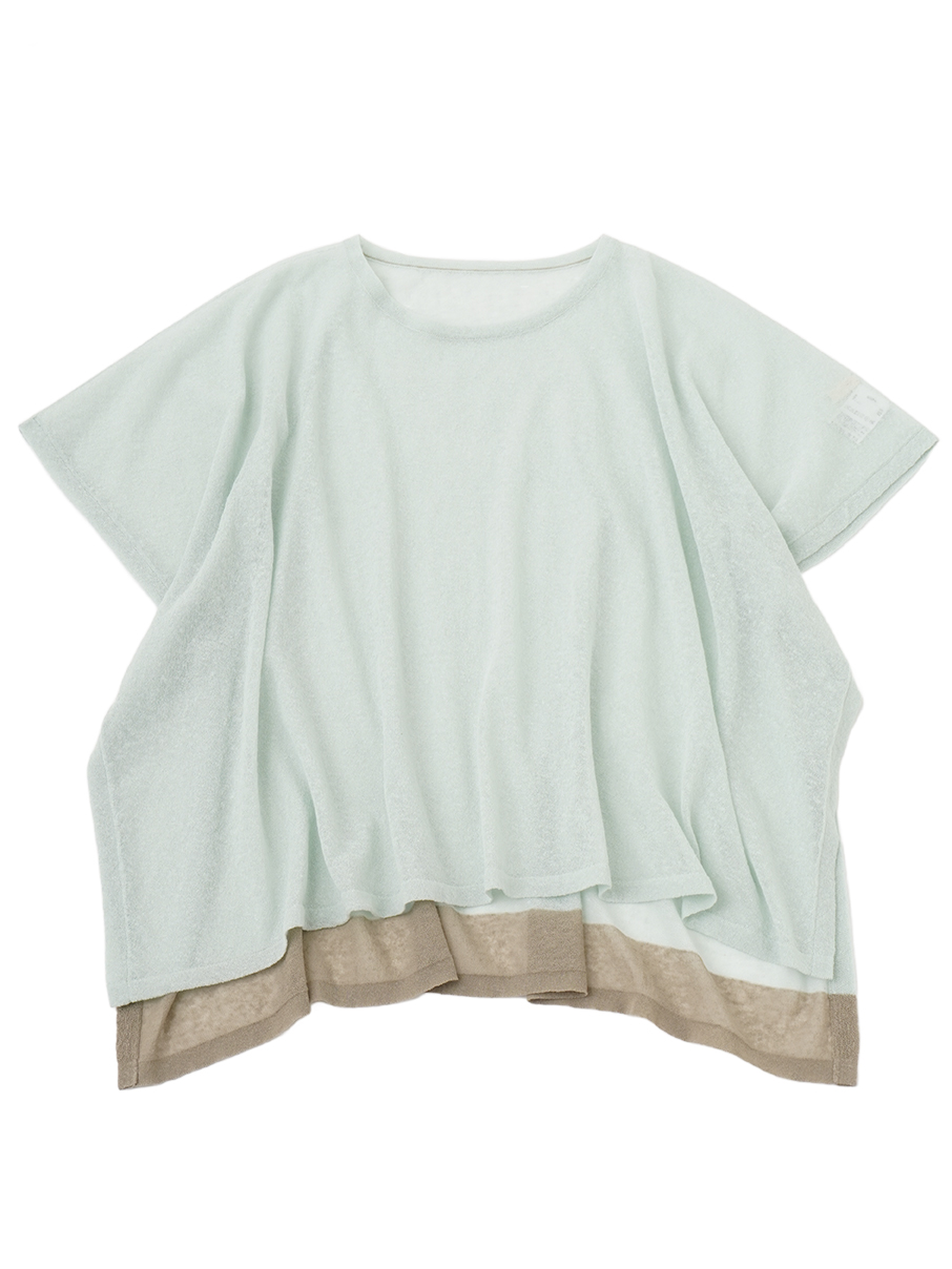 １４Ｇ綿麻　配色ポンチョ