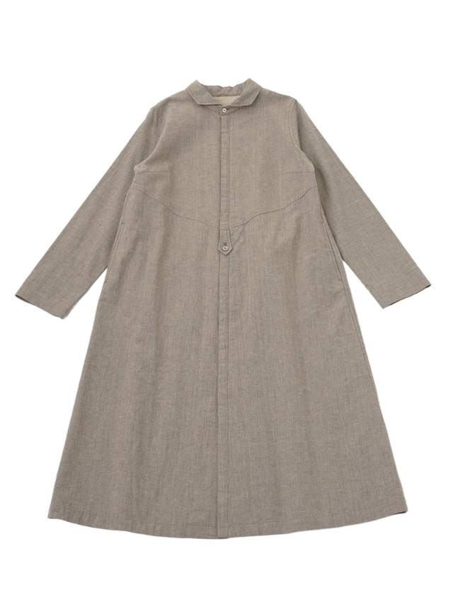 １９／－ラフィウールシャンブレー　ウィング襟ワンピース