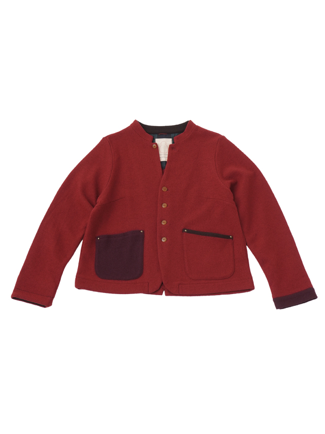 マイクロループブークレー　スタンド襟パッチジャケット