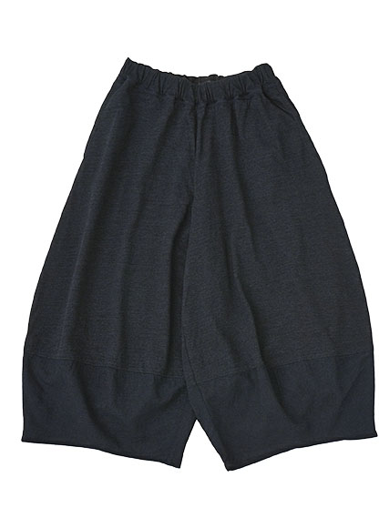 １６／－インディゴ天竺×１６／－インディゴガーゼ切替バルーンパンツ