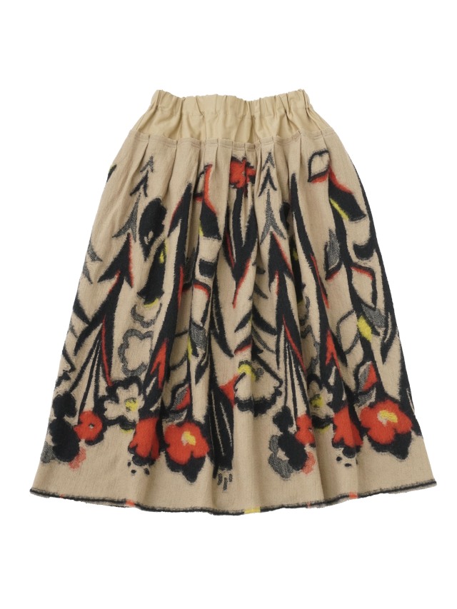 2/48カットジャガード小春柄 段々タックギャザースカート